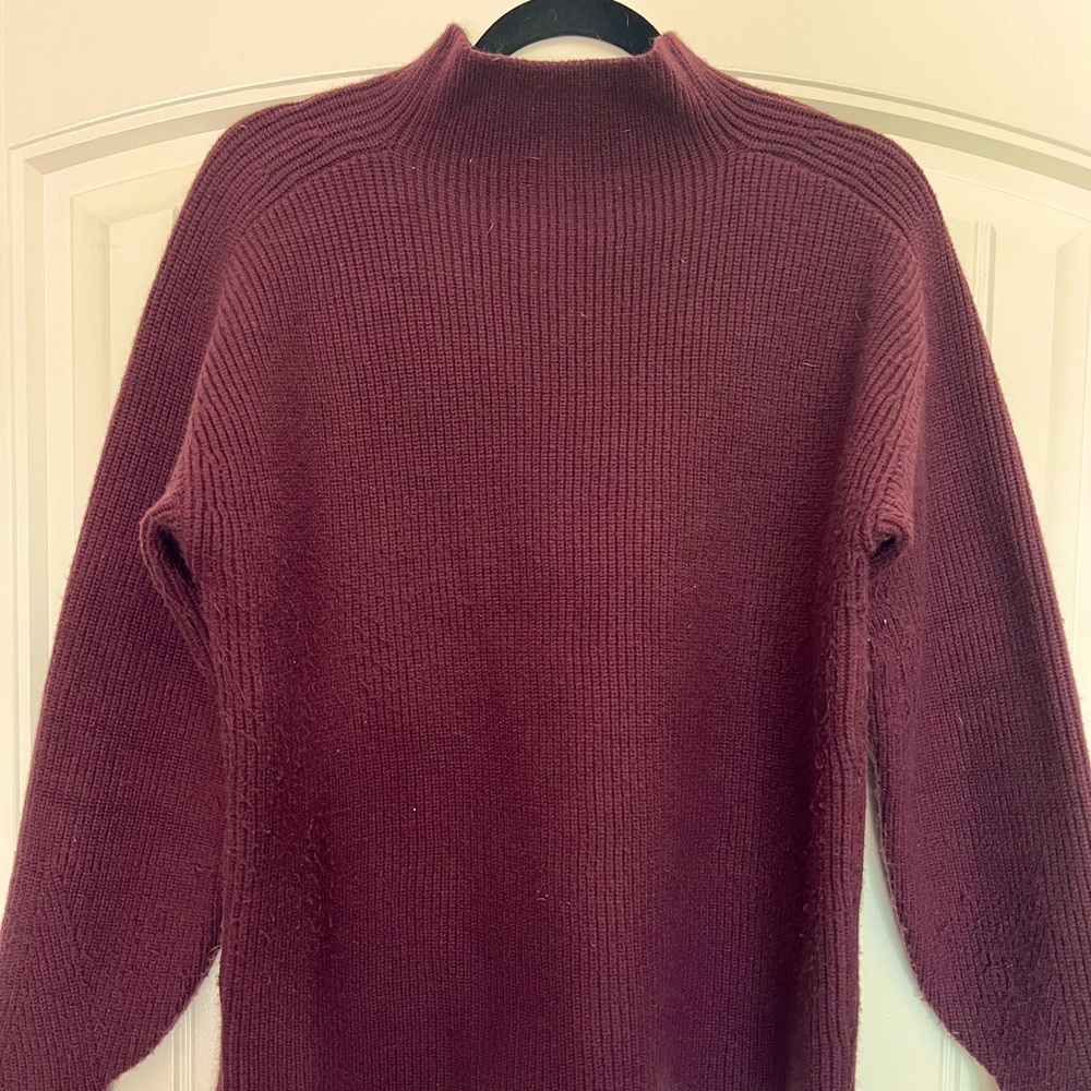 Sweater mid high collar thick fabric very warm eggplant color